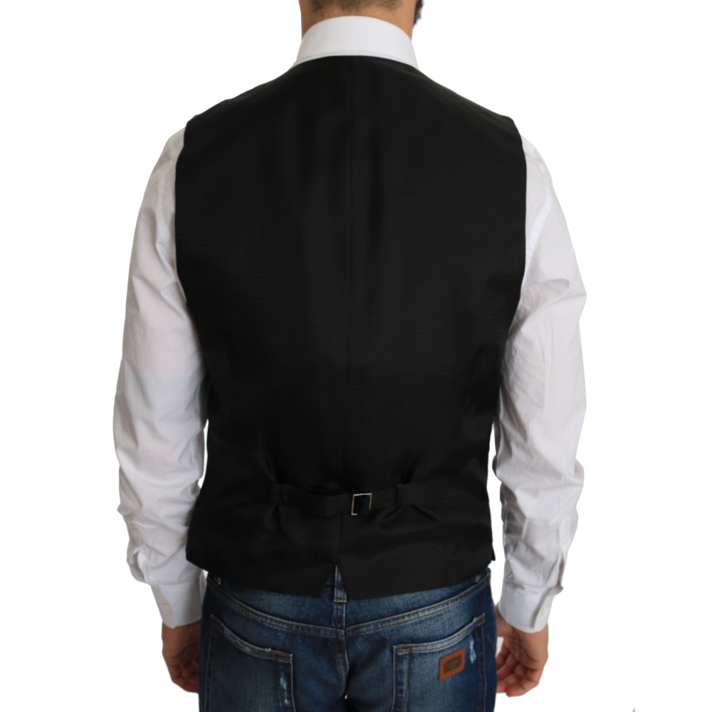 Dolce & Gabbana Elegante Schwarze Seidenmischung Formelle Weste