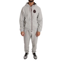 Billionaire Italian Couture Elegantes graues Sweatshirt-Ensemble mit Kapuze