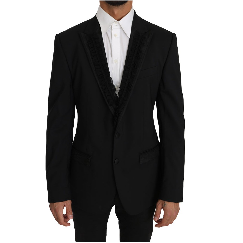 Dolce & Gabbana Elegante Schwarze Slim Fit Martini Blazer Jacke