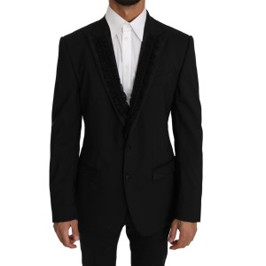 Dolce & Gabbana Elegante Schwarze Slim Fit Martini Blazer Jacke