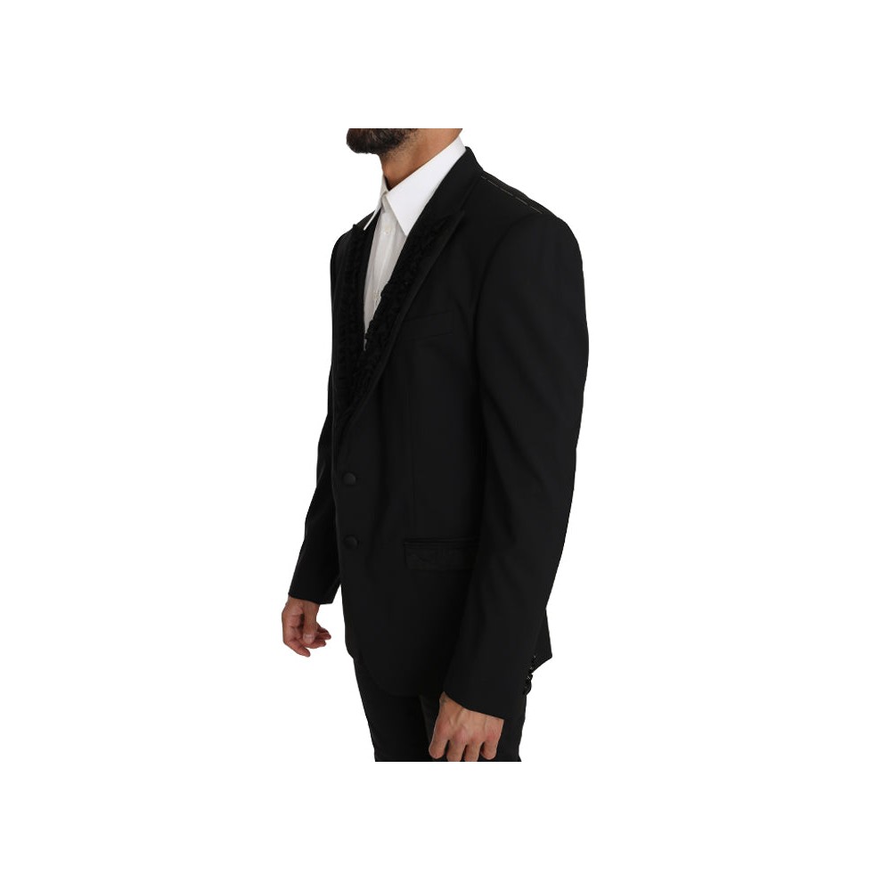 Dolce & Gabbana Elegante Schwarze Slim Fit Martini Blazer Jacke