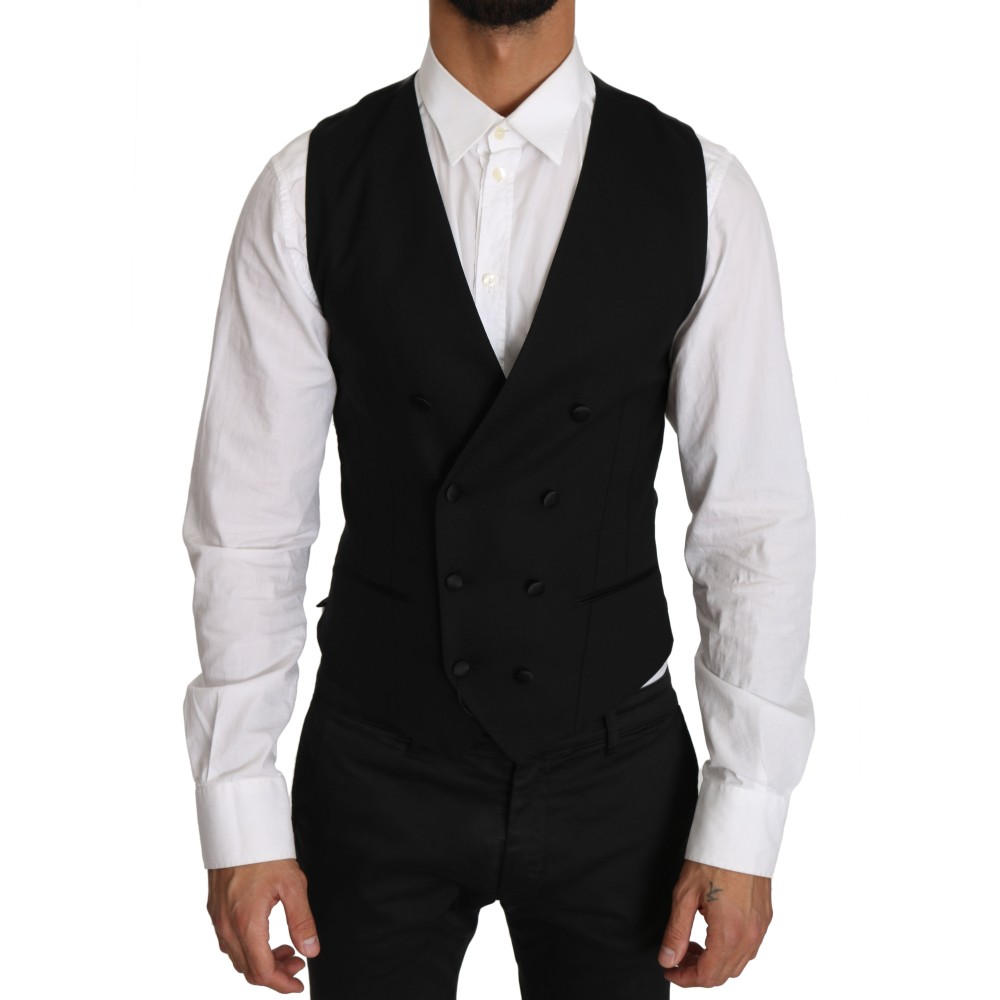 Dolce & Gabbana Elegante doppelreihige Slim Fit Wollweste