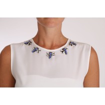 Dolce & Gabbana Elegante verschönerte ärmellose Seidenbluse