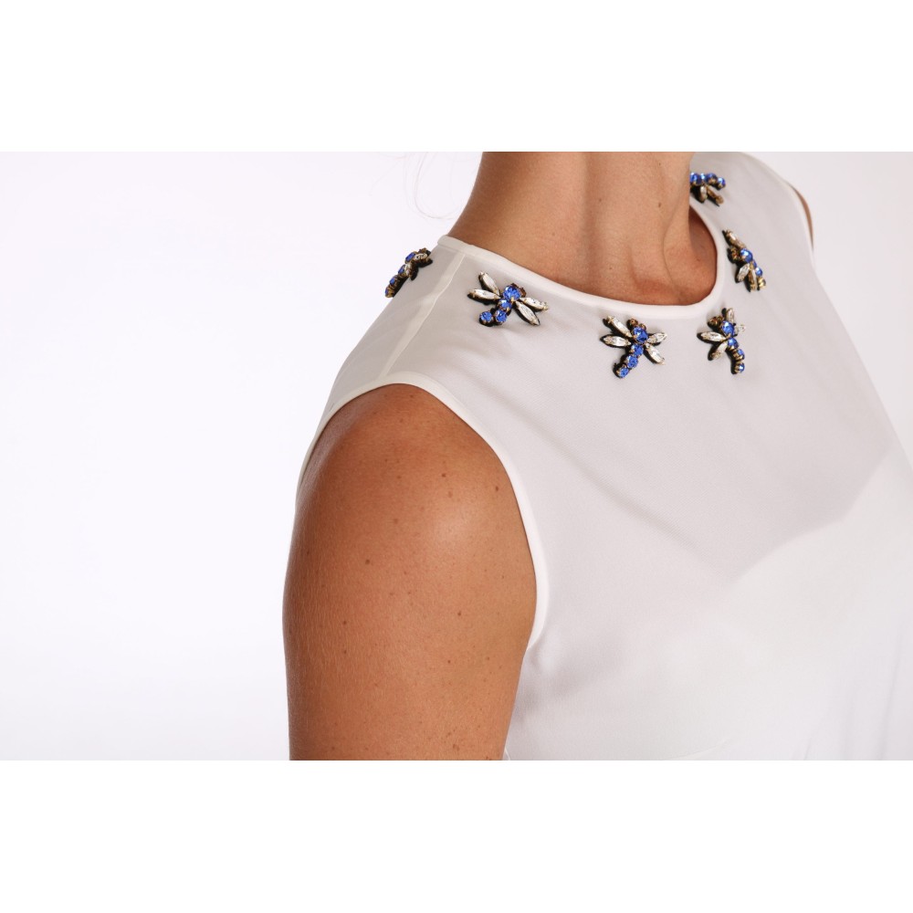 Dolce & Gabbana Elegante verschönerte ärmellose Seidenbluse