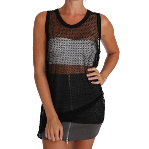 Dolce & Gabbana Elegantes ärmelloses schwarzes Mesh-Top
