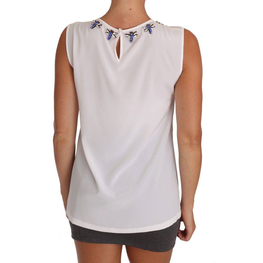 Dolce & Gabbana Elegante verschönerte ärmellose Seidenbluse