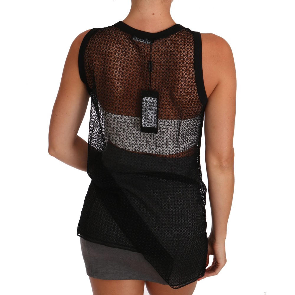 Dolce & Gabbana Elegantes ärmelloses schwarzes Mesh-Top