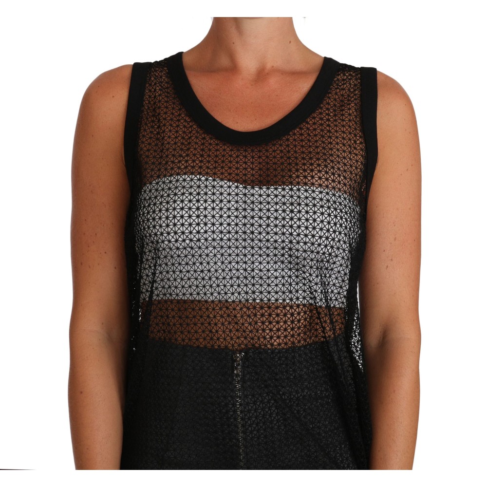 Dolce & Gabbana Elegantes ärmelloses schwarzes Mesh-Top