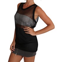 Dolce & Gabbana Elegantes ärmelloses schwarzes Mesh-Top