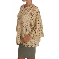 Dolce & Gabbana Schicke Beige gehäkelte Raffia Strickjacke