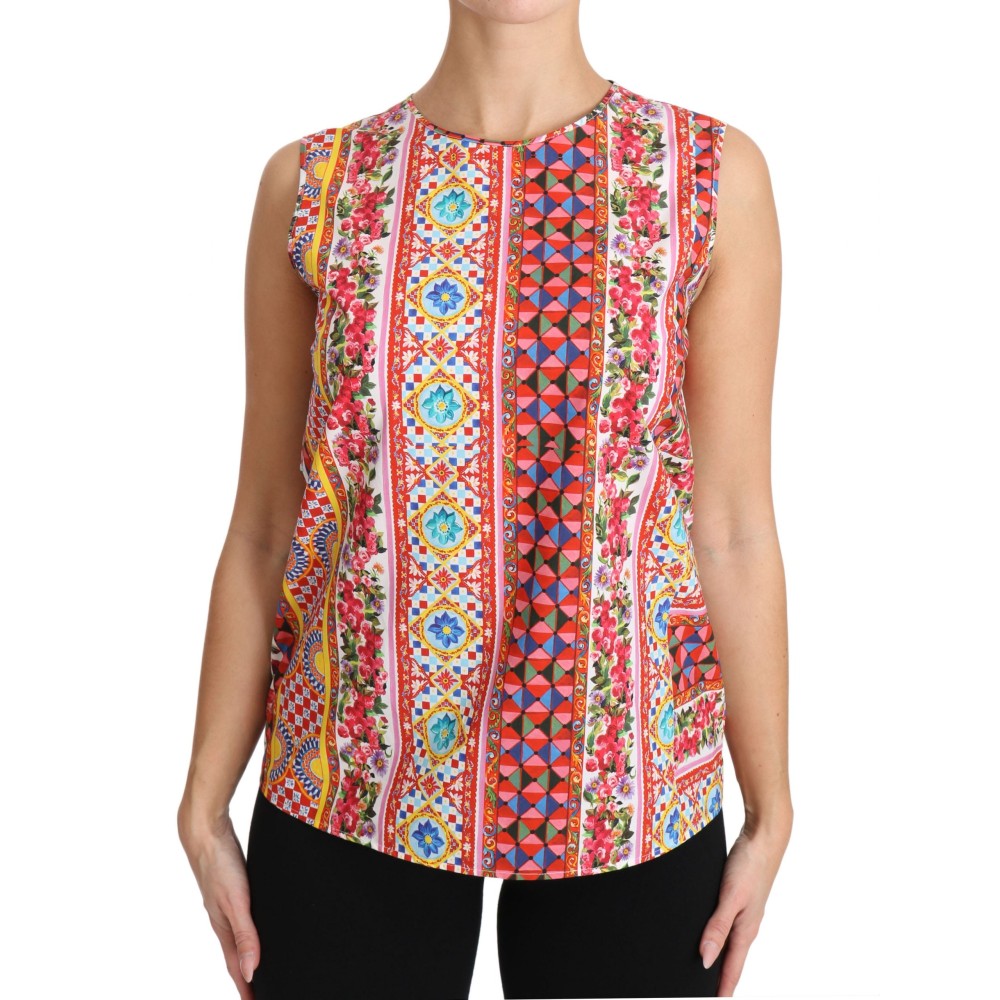 Dolce & Gabbana Carretto Print Tanktop aus reiner Baumwolle