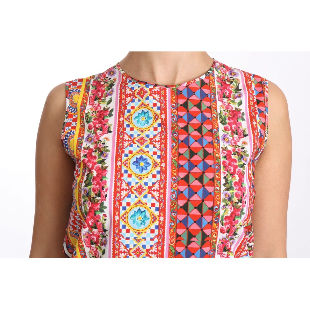Dolce & Gabbana Carretto Print Tanktop aus reiner Baumwolle