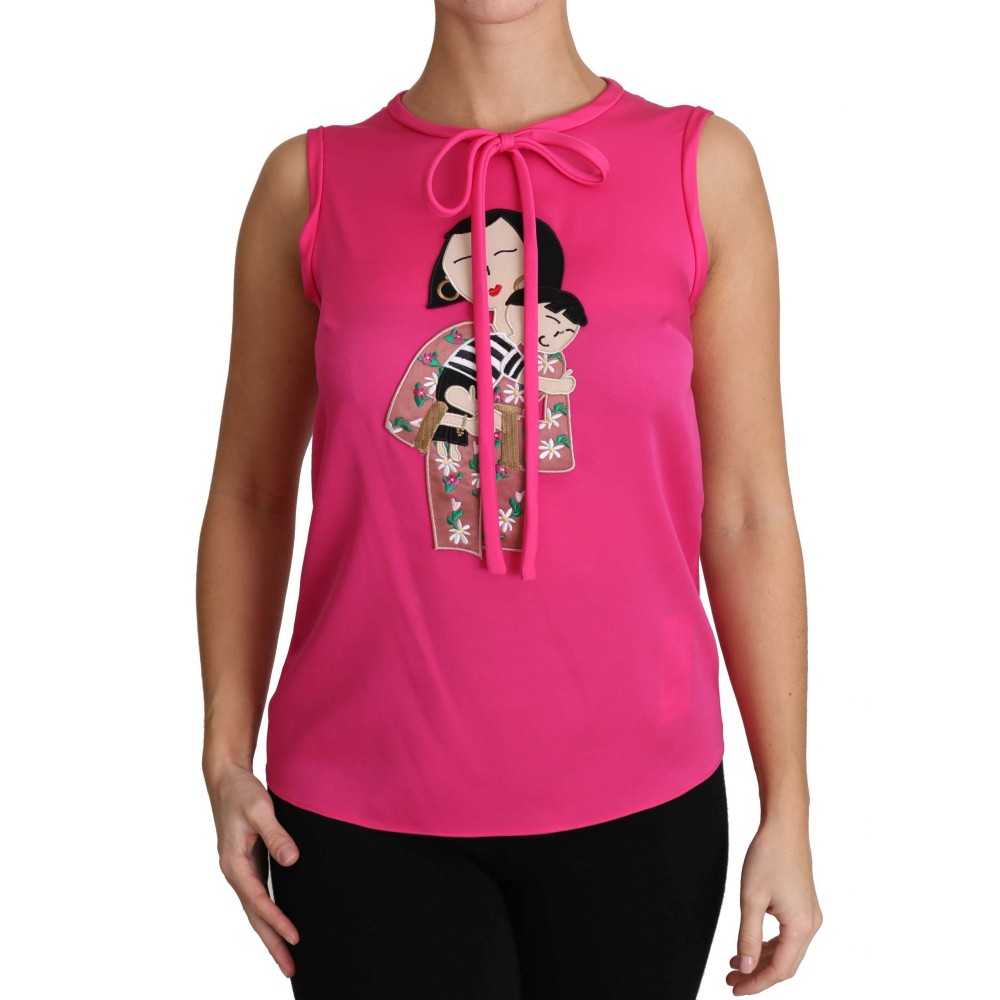 Dolce & Gabbana Elegantes rosa Seidenfamilie Tank Top Shirt