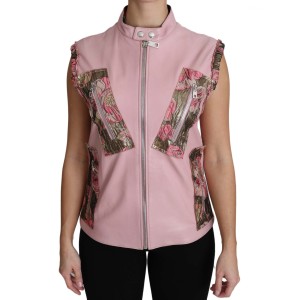 Dolce & Gabbana Atemberaubende rosa ärmellose Lederweste