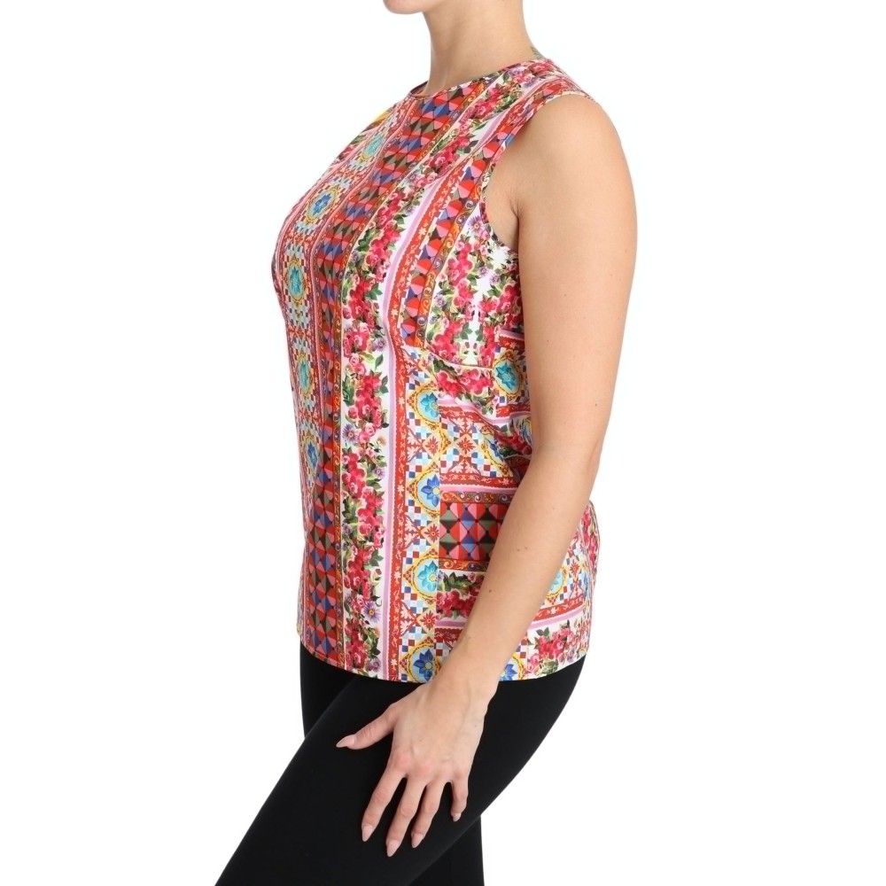 Dolce & Gabbana Carretto Print Tanktop aus reiner Baumwolle