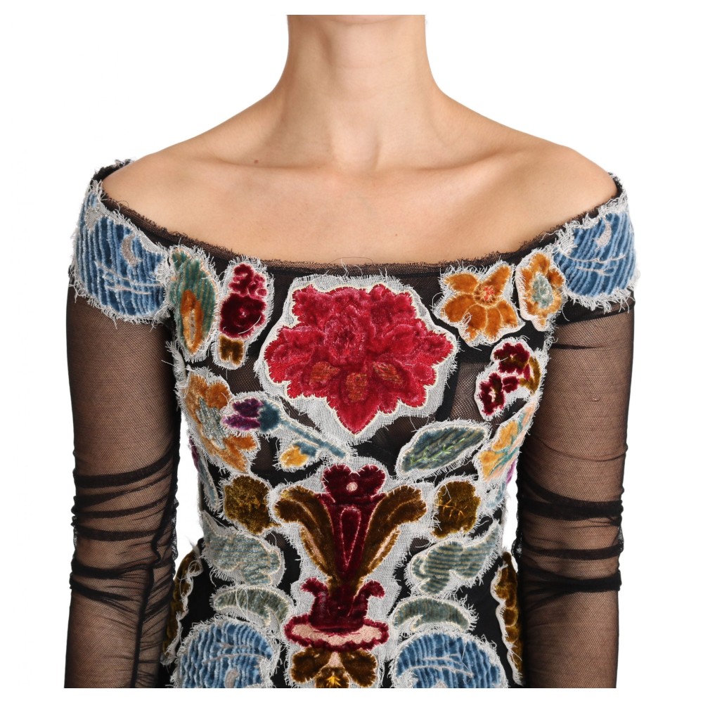 Dolce & Gabbana Elegantes langärmeliges Top mit Blumenapplikationen