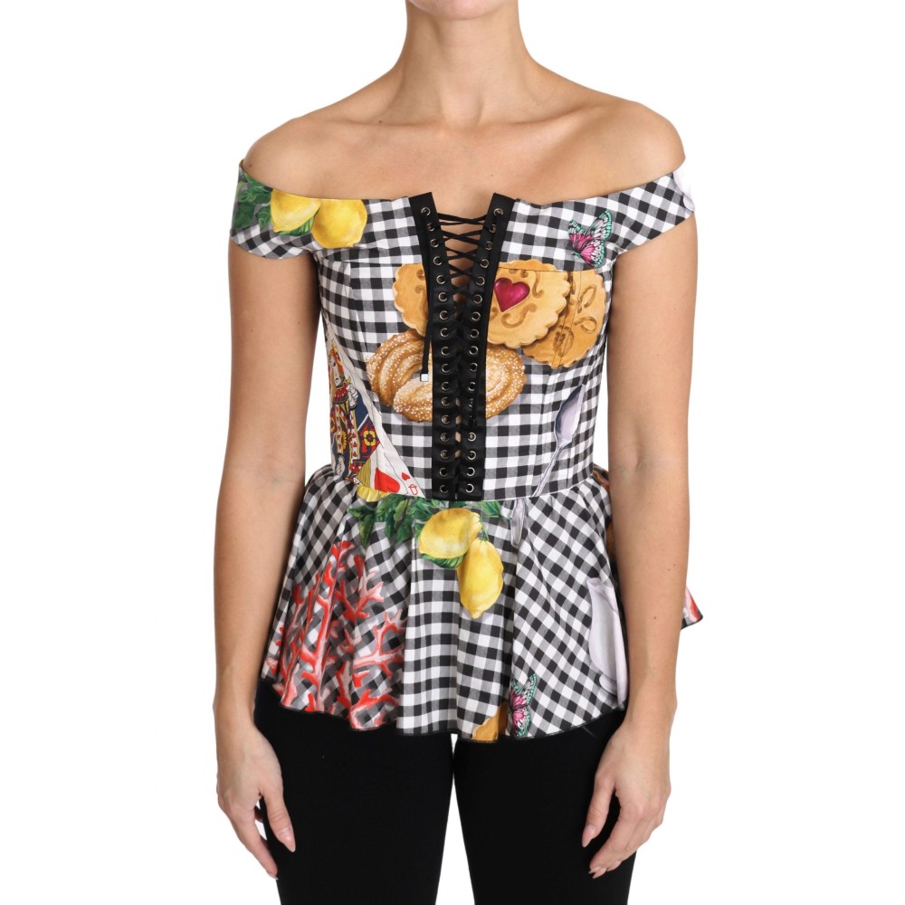 Dolce & Gabbana Schicke karierte Korsett-Top-Bluse