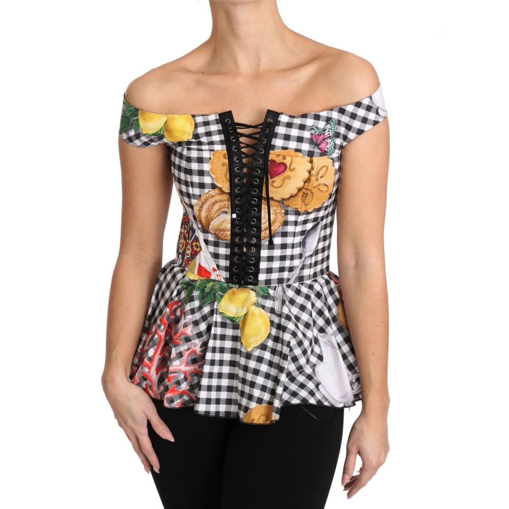 Dolce & Gabbana Schicke karierte Korsett-Top-Bluse