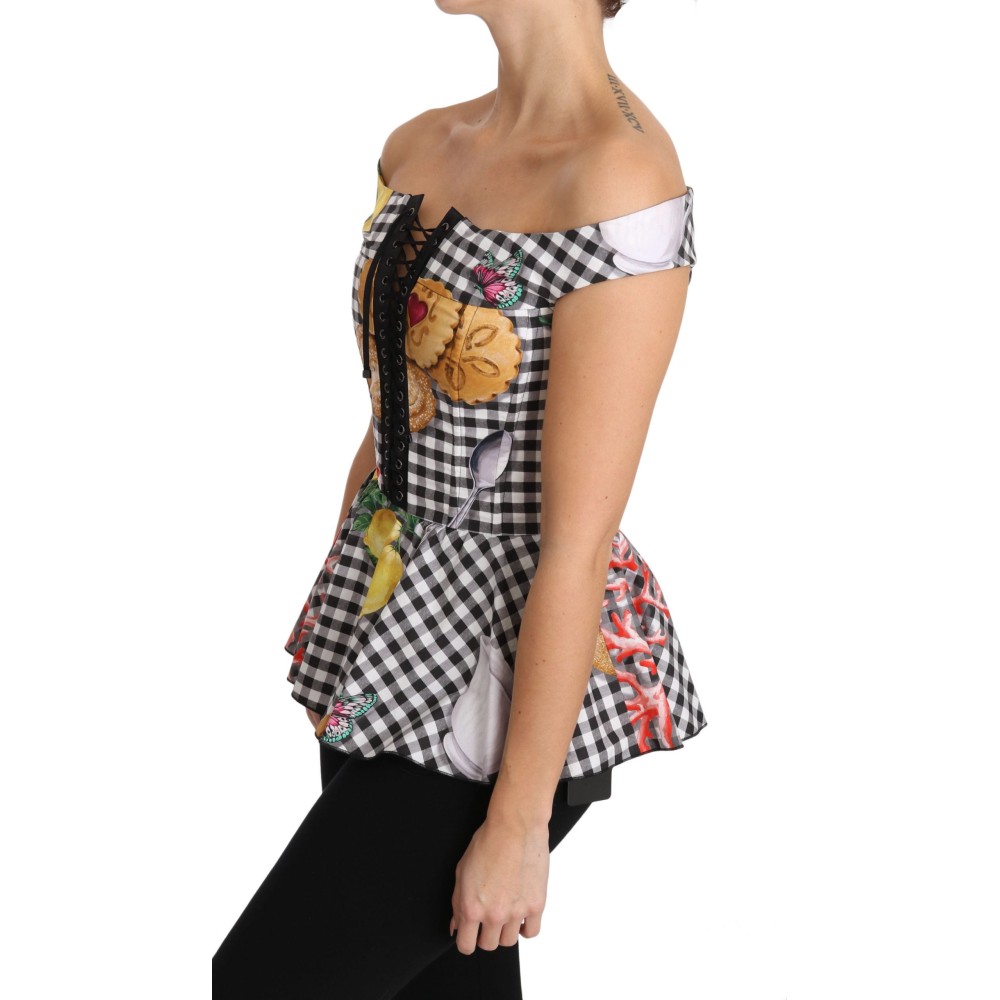 Dolce & Gabbana Schicke karierte Korsett-Top-Bluse