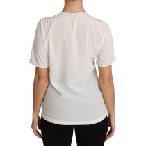 Dolce & Gabbana Elegante Seidenbluse mit Rundhalsausschnitt und Applikationen