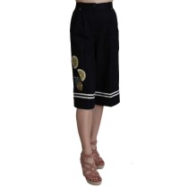 Dolce & Gabbana Elegante Hose mit hoher Taille aus schwarzer Baumwolle