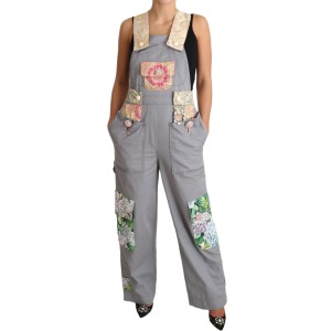 Dolce & Gabbana Exquisiter mit Blumen verzierter Denim-Overall
