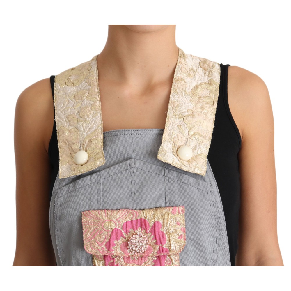 Dolce & Gabbana Exquisiter mit Blumen verzierter Denim-Overall