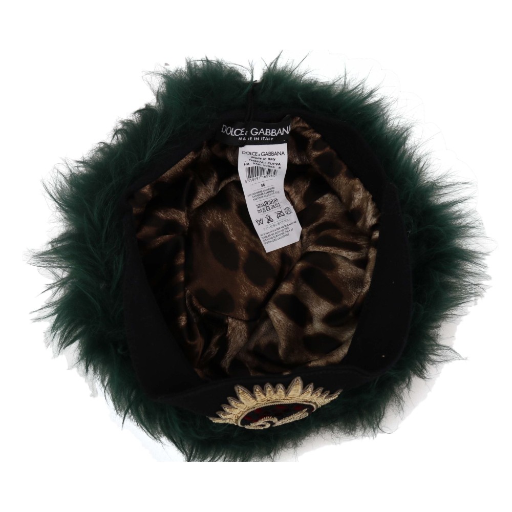 Dolce & Gabbana Elegante Cloche-Mütze aus smaragdgrünem Kaschmir