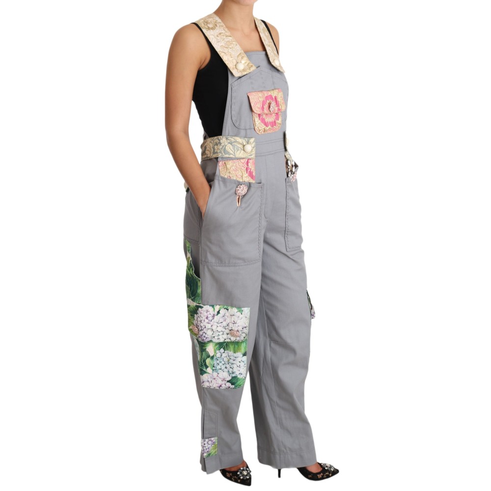 Dolce & Gabbana Exquisiter mit Blumen verzierter Denim-Overall