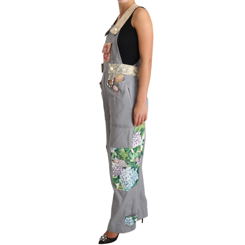 Dolce & Gabbana Exquisiter mit Blumen verzierter Denim-Overall