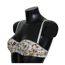 Dolce & Gabbana Eleganter weißer Stretch-BH mit Seemannsaufdruck