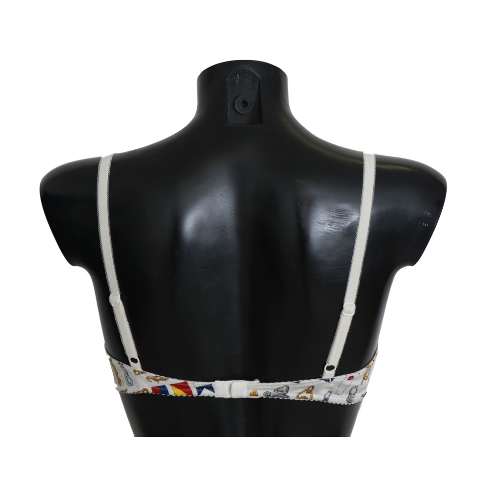 Dolce & Gabbana Eleganter weißer Stretch-BH mit Seemannsaufdruck
