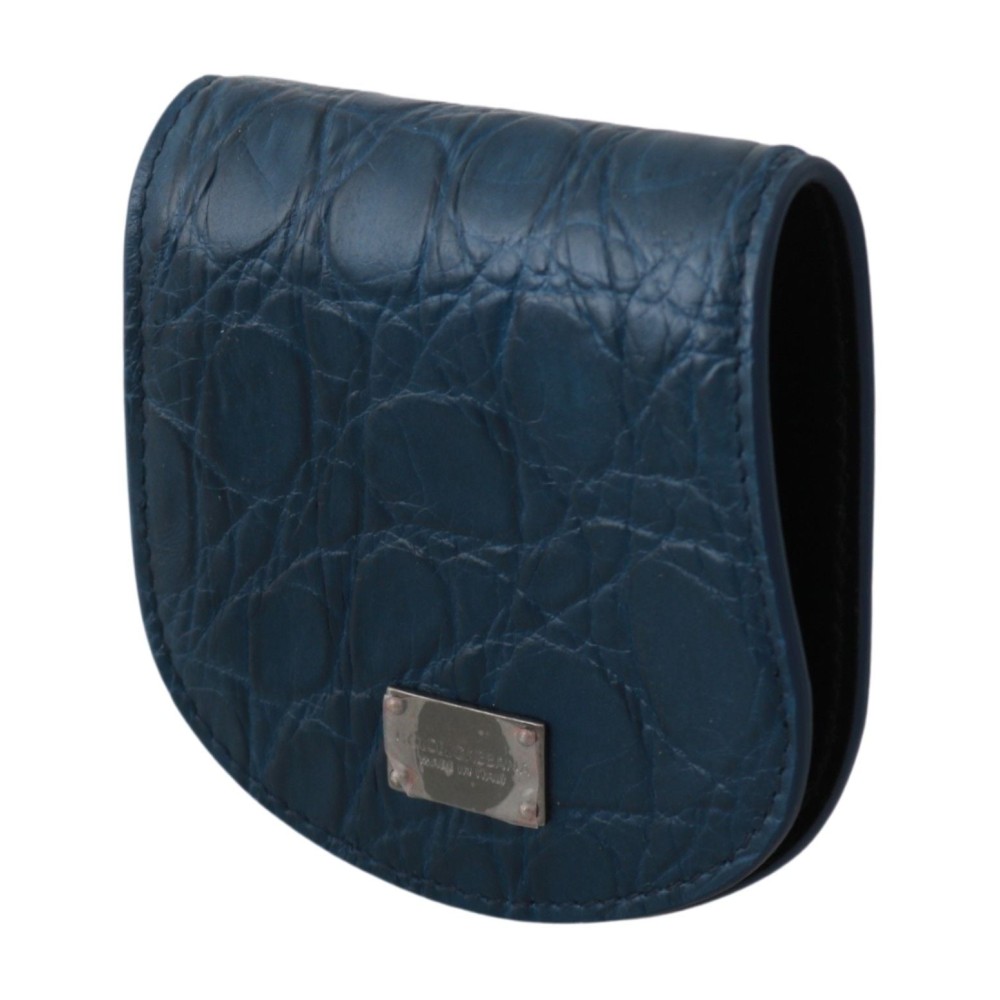 Dolce & Gabbana Elegantes blaues Caimano Kondom Etui Brieftasche