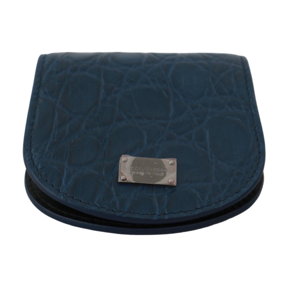 Dolce & Gabbana Elegantes blaues Caimano Kondom Etui Brieftasche
