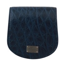 Dolce & Gabbana Elegantes blaues Caimano Leder Kondom Etui Brieftasche