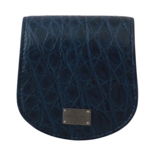 Dolce & Gabbana Elegantes blaues Caimano Leder Kondom Etui Brieftasche