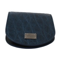Dolce & Gabbana Elegantes blaues Caimano Leder Kondom Etui Brieftasche
