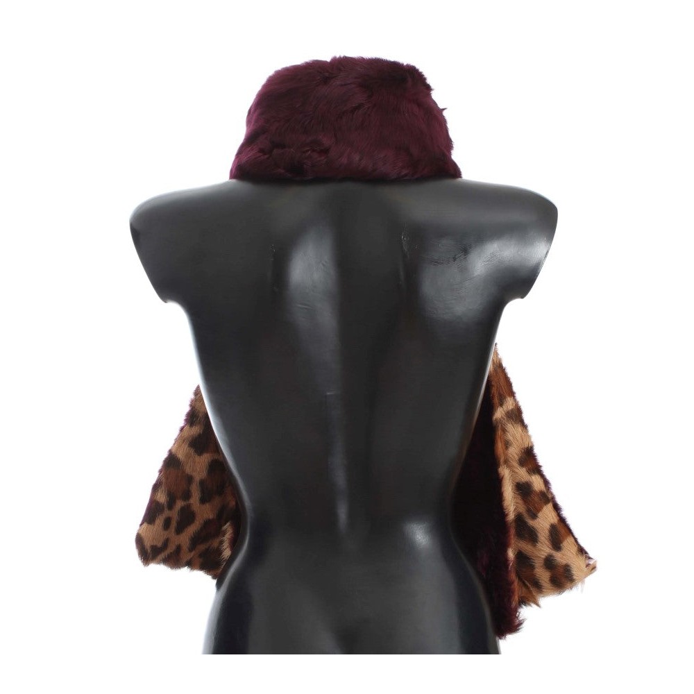 Dolce & Gabbana Exquisiter Lammfellschal mit Leopardenmuster