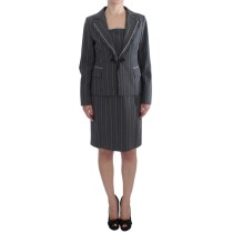 BENCIVENGA Elegantes graues gestreiftes Kleid & Blazer Anzug Set