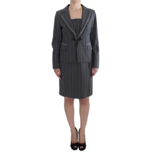 BENCIVENGA Elegantes graues gestreiftes Kleid & Blazer Anzug Set