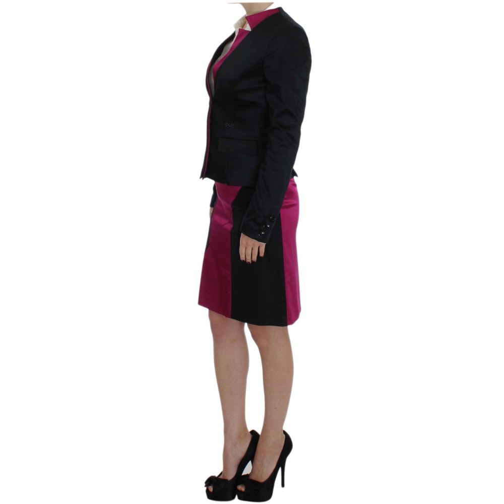 Exte Schickes Ensemble aus schwarzem und rosa Rock und Anzug