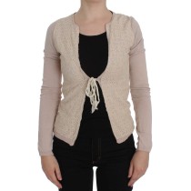 PINK MEMORIES Eleganter rosa Wickelpullover aus Baumwollstrick