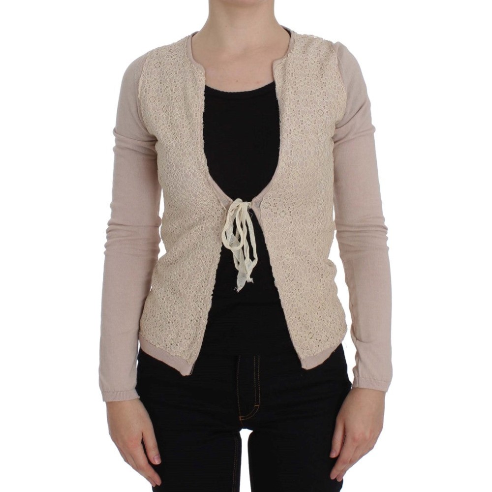 PINK MEMORIES Eleganter rosa Wickelpullover aus Baumwollstrick