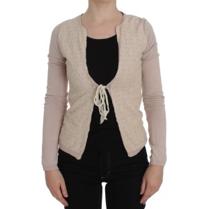 PINK MEMORIES Eleganter rosa Wickelpullover aus Baumwollstrick