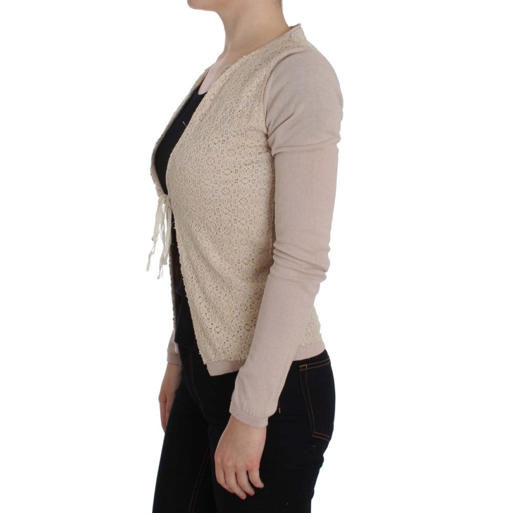 PINK MEMORIES Eleganter rosa Wickelpullover aus Baumwollstrick