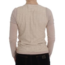 PINK MEMORIES Eleganter rosa Wickelpullover aus Baumwollstrick
