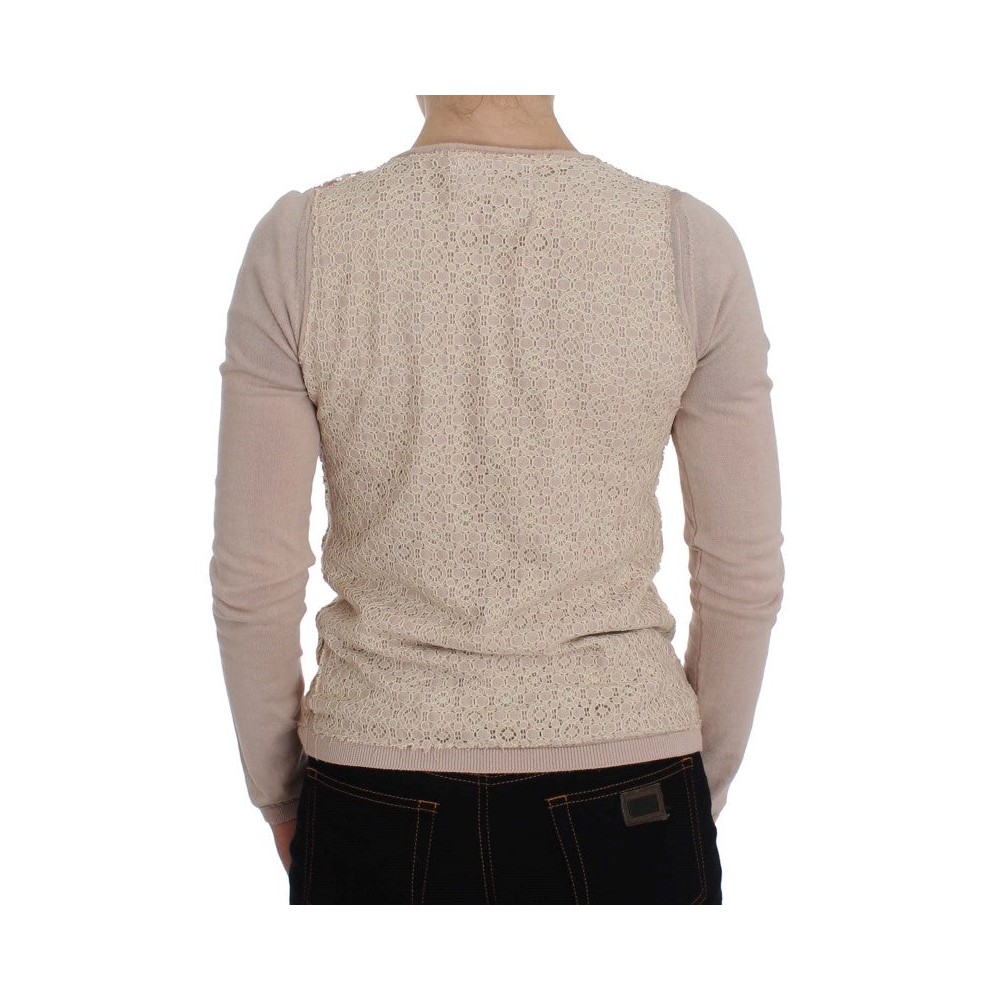PINK MEMORIES Eleganter rosa Wickelpullover aus Baumwollstrick