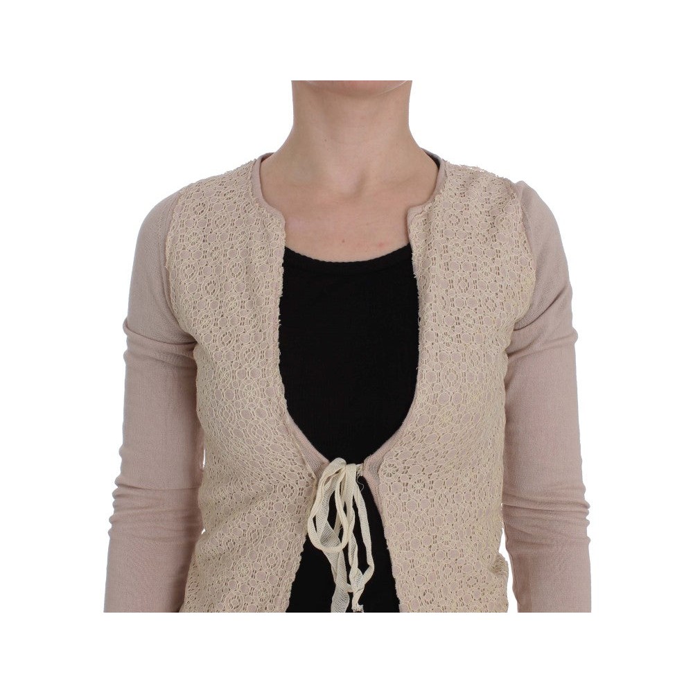 PINK MEMORIES Eleganter rosa Wickelpullover aus Baumwollstrick