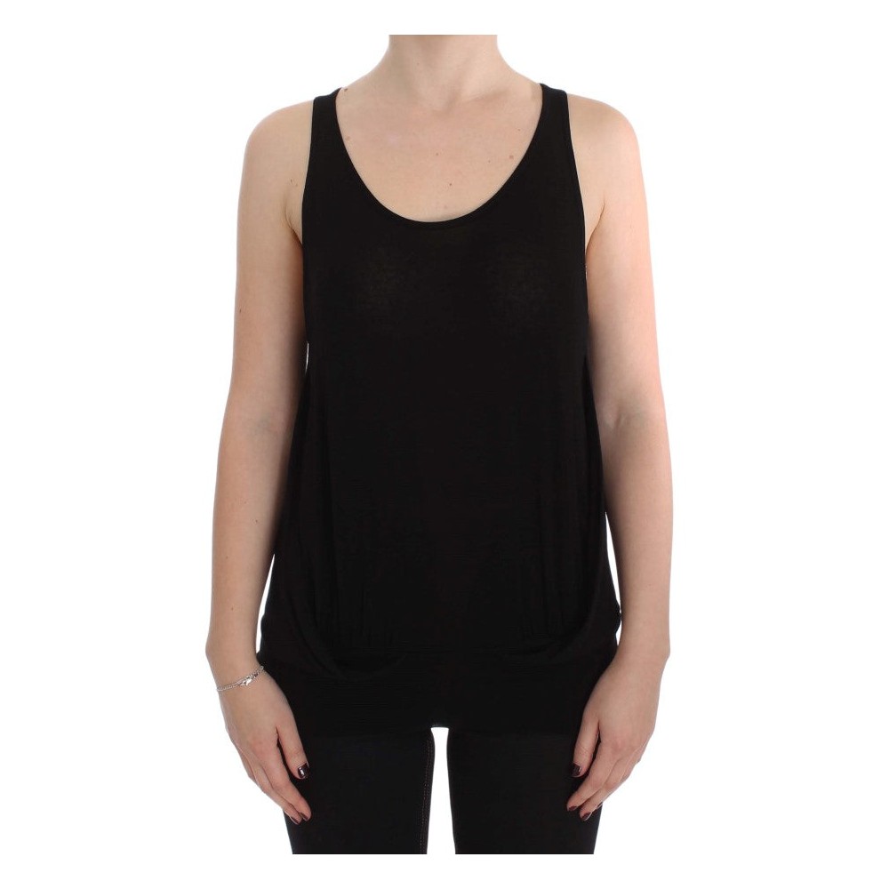 PLEIN SUD Schlankes schwarzes Cami Bluse Tank Top