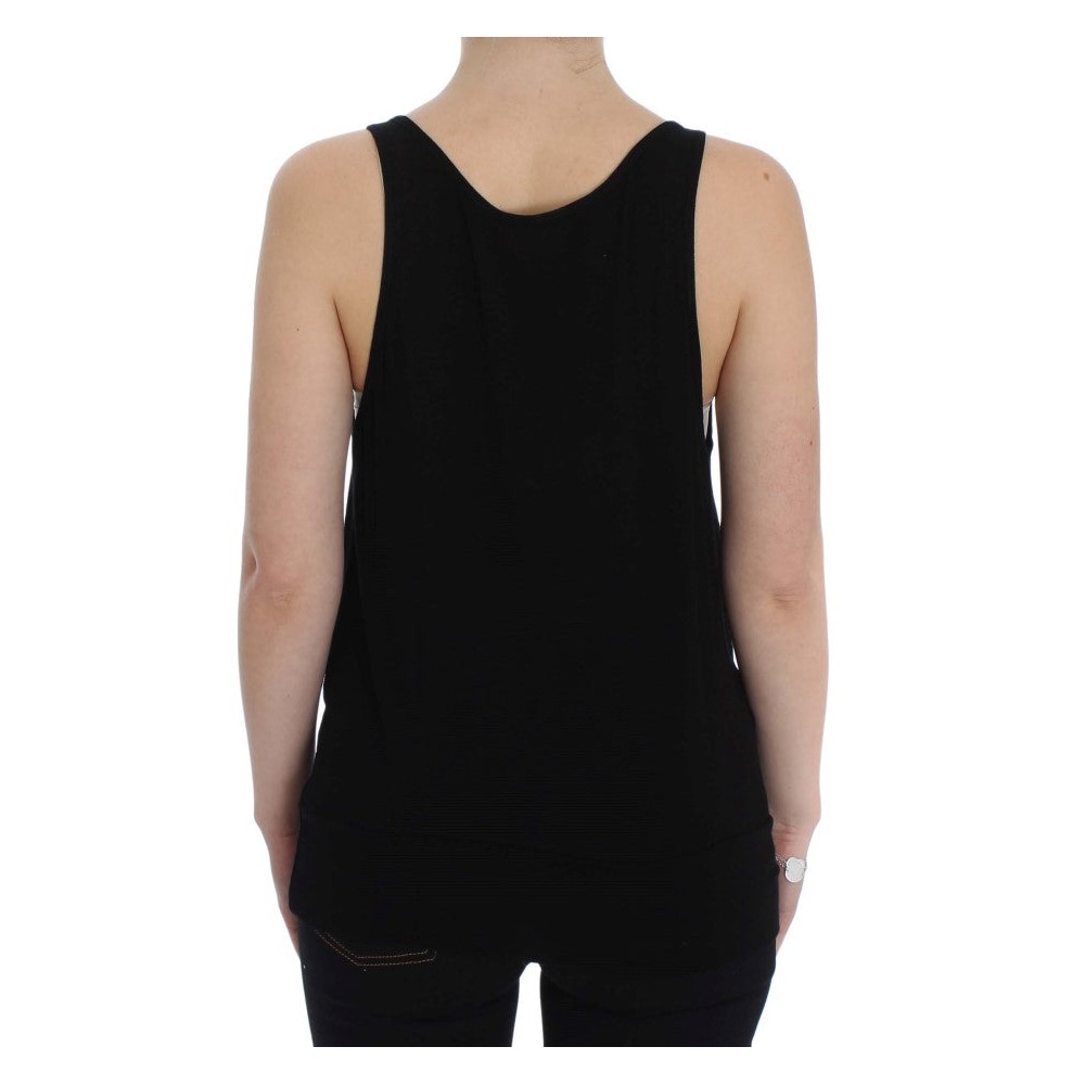 PLEIN SUD Schlankes schwarzes Cami Bluse Tank Top